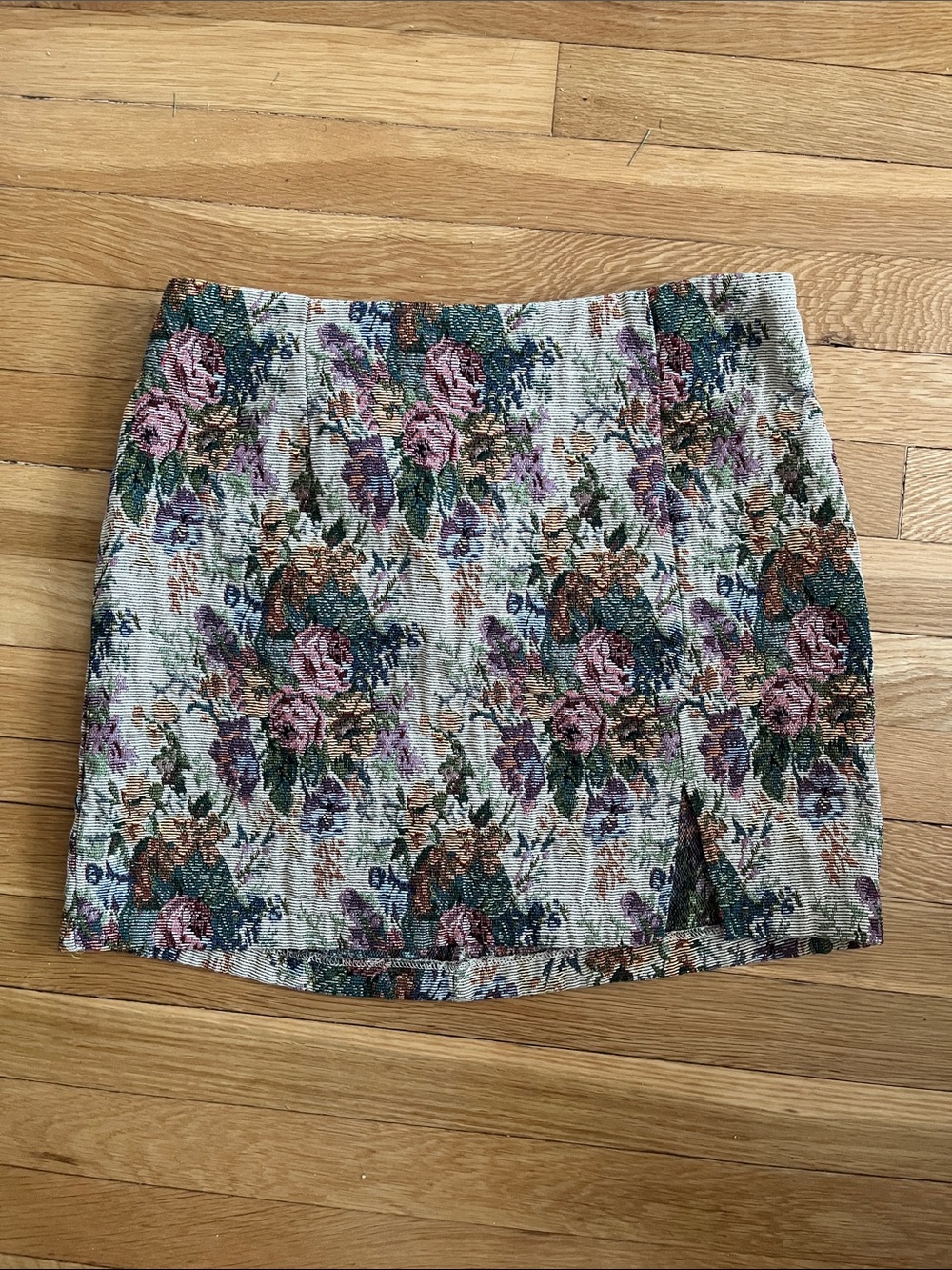 wild fable Rose & Foliage Jacquard Mini Skirt - Pink, Green, Cream